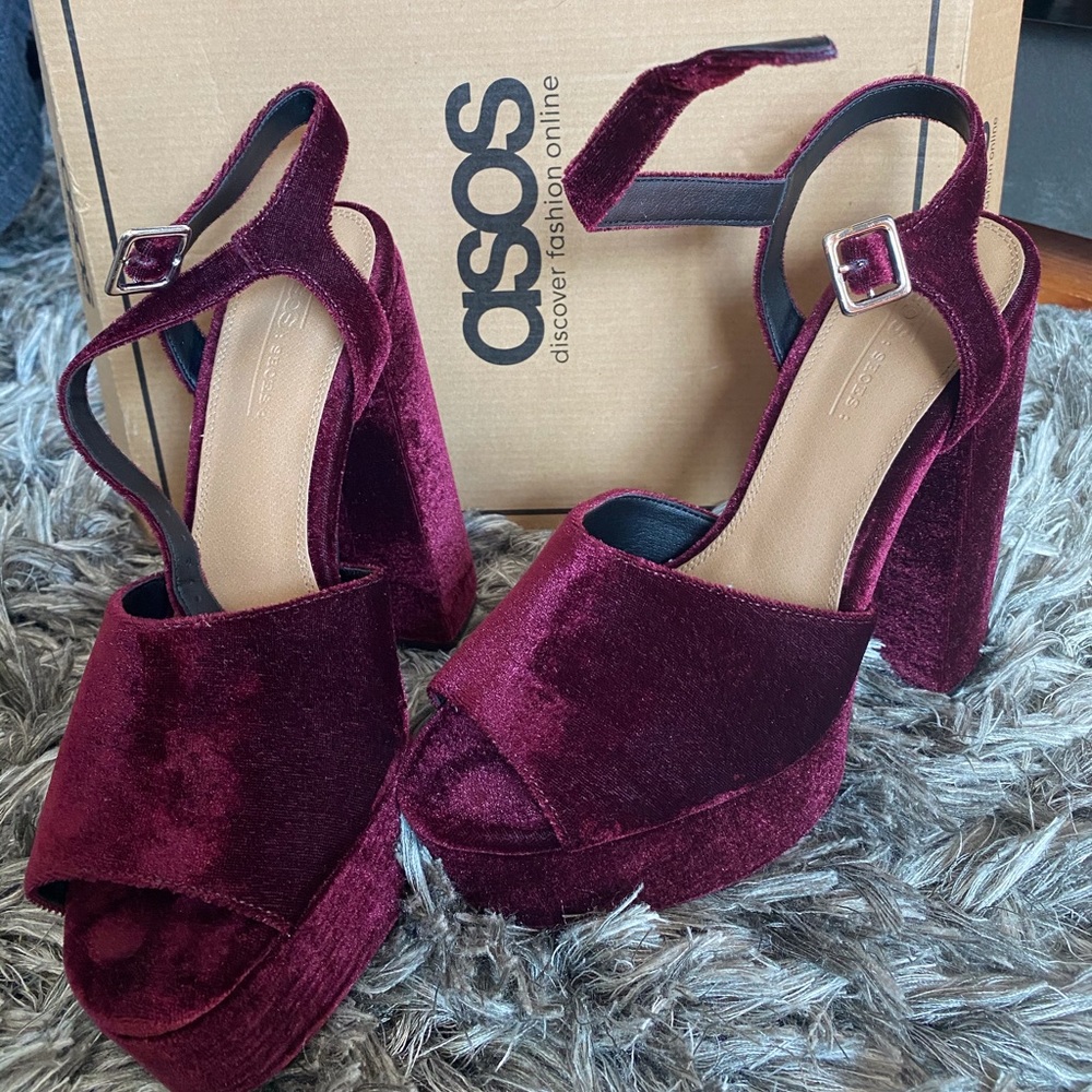 Asos Wine Hawksmoore Platform Sandals